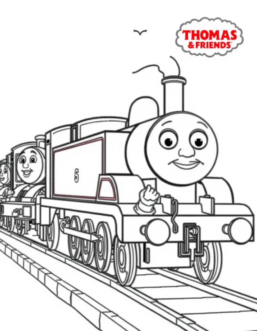 (Thomas & Friends TV show) Edward leading a parade of engines.