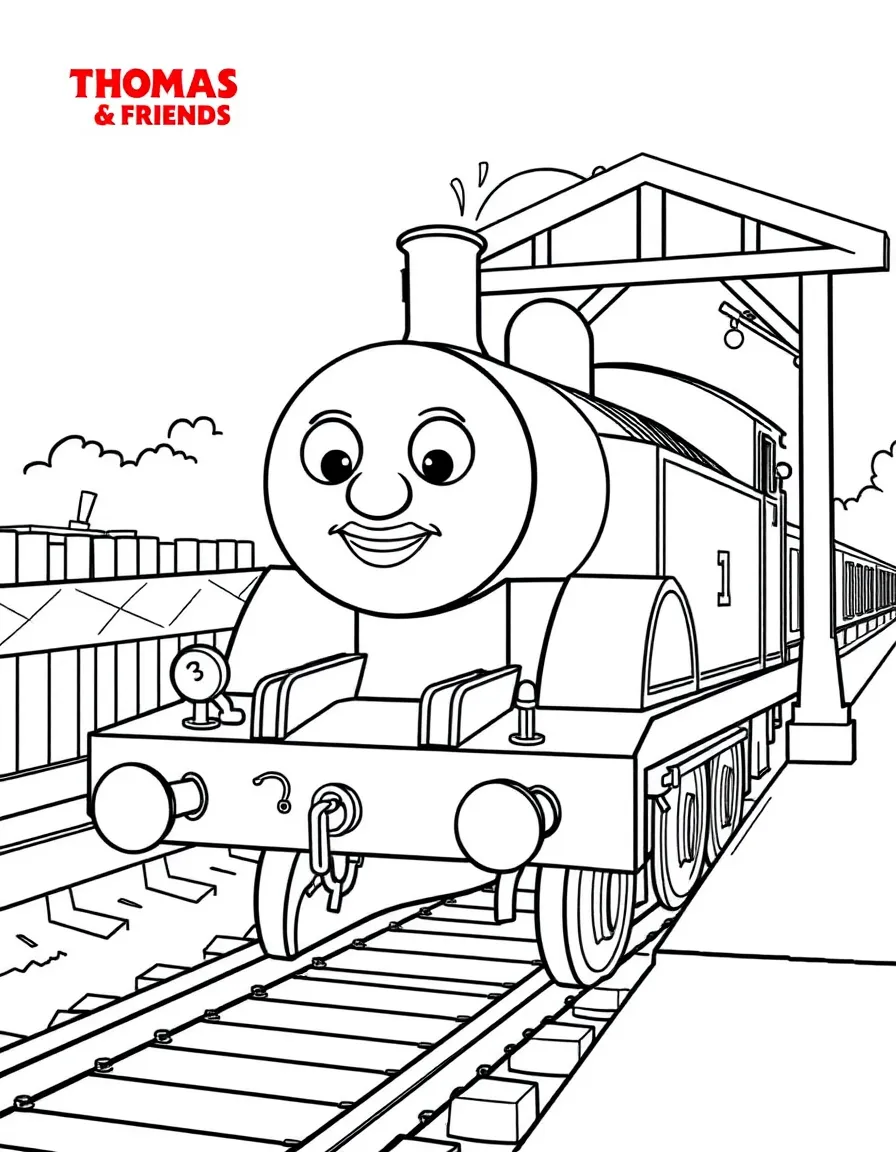 (Thomas & Friends TV show) Bertie waiting at a level crossing.