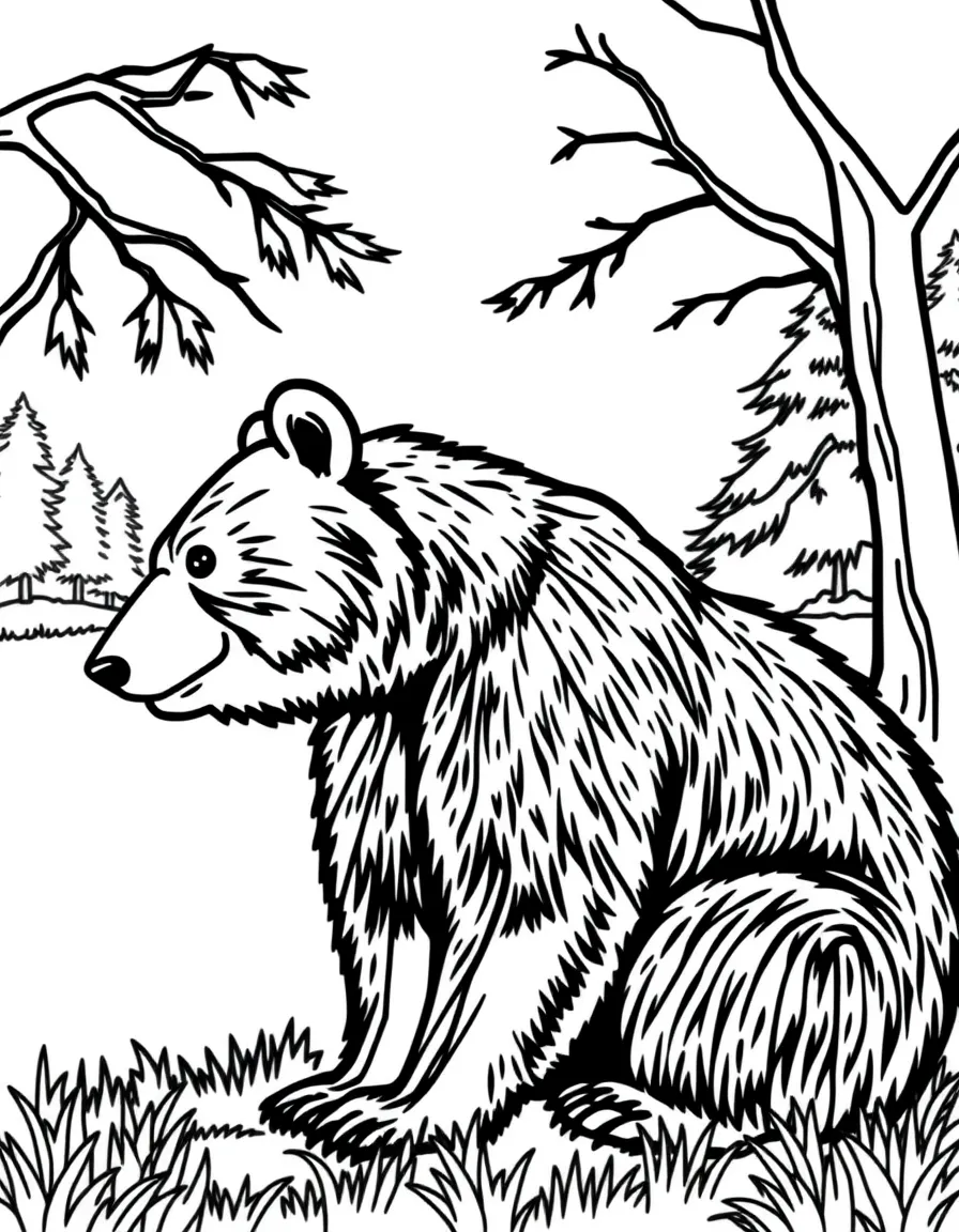 A simple outline of a bear playing in Stanley Park, Vancouver.