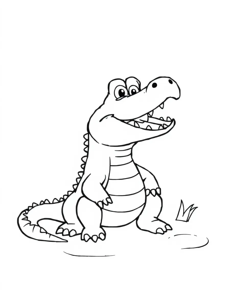 A cartoon-style drawing of a friendly crocodile in Australia for coloring.