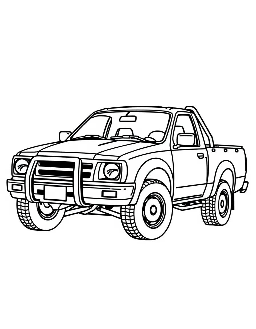 A cute drawing of an Australian "ute" (pickup truck) for coloring.