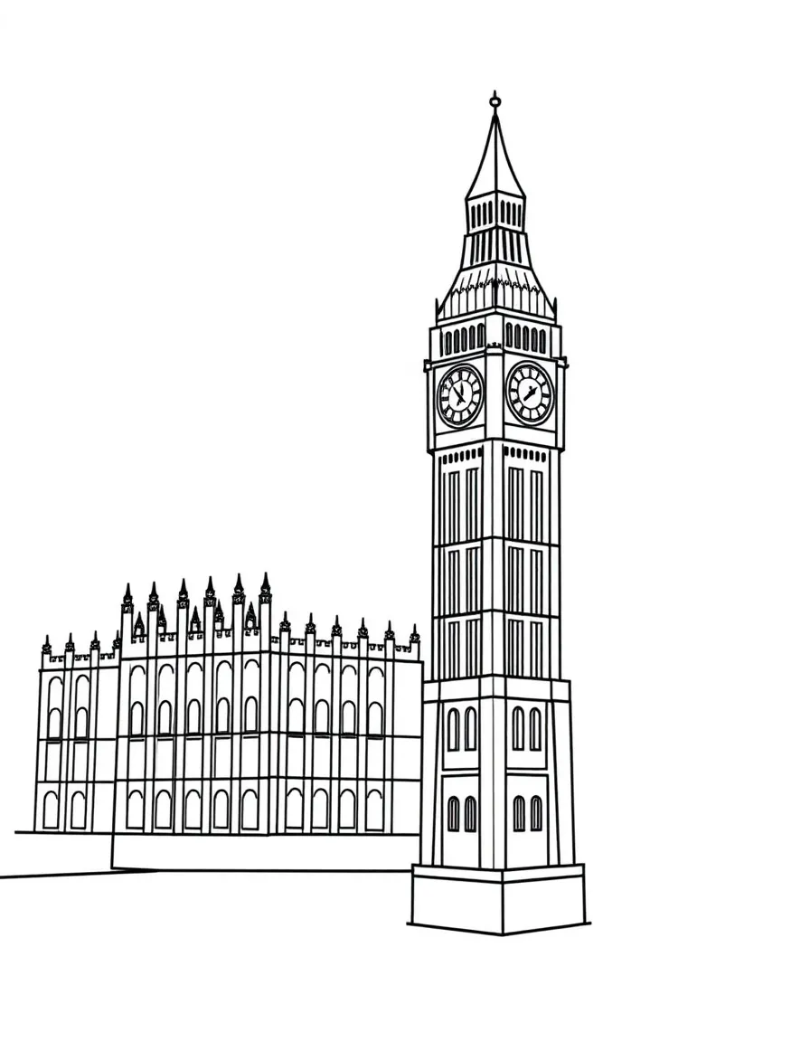 A simple outline of the Big Ben in London.