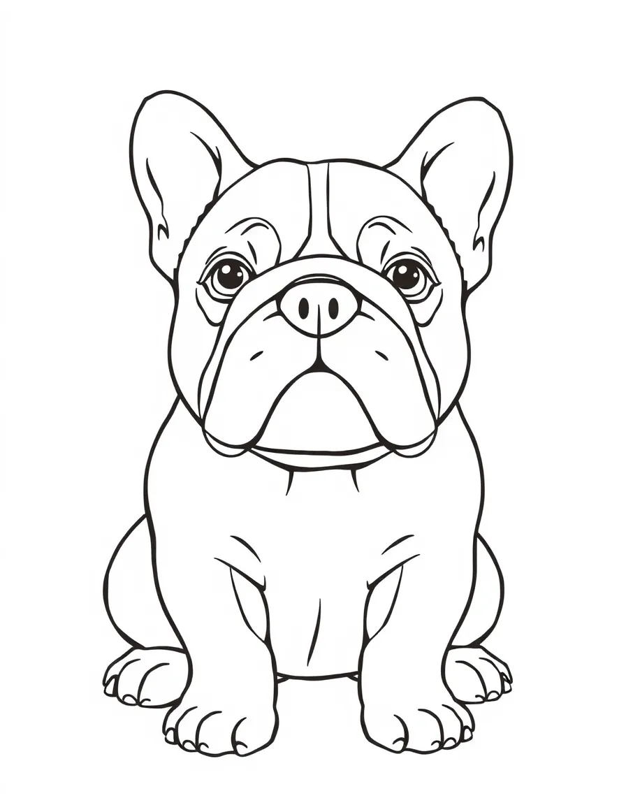 A cute drawing of a British bulldog for coloring.