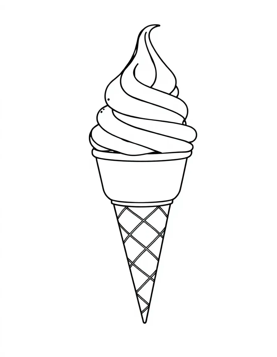 A simplified drawing of a gelato cone in Italy for coloring.