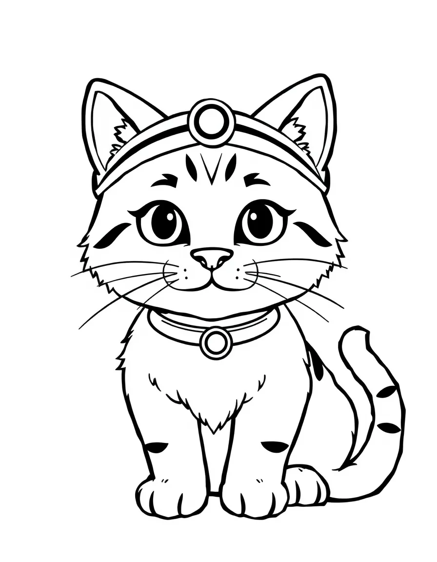 A cute drawing of a Roman cat for coloring.