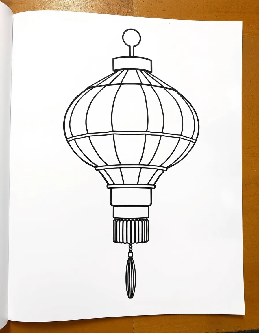 A cute drawing of a traditional Chinese lantern for coloring.