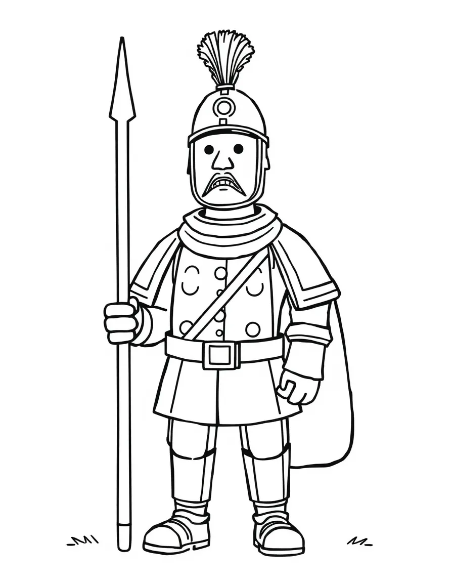 A drawing of a simplified Terracotta Army soldier for coloring.