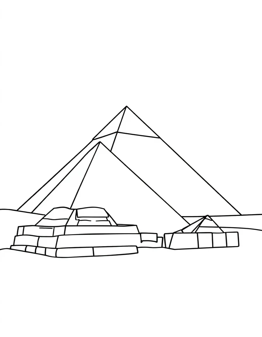 A simple outline of the Pyramids of Giza in Egypt.