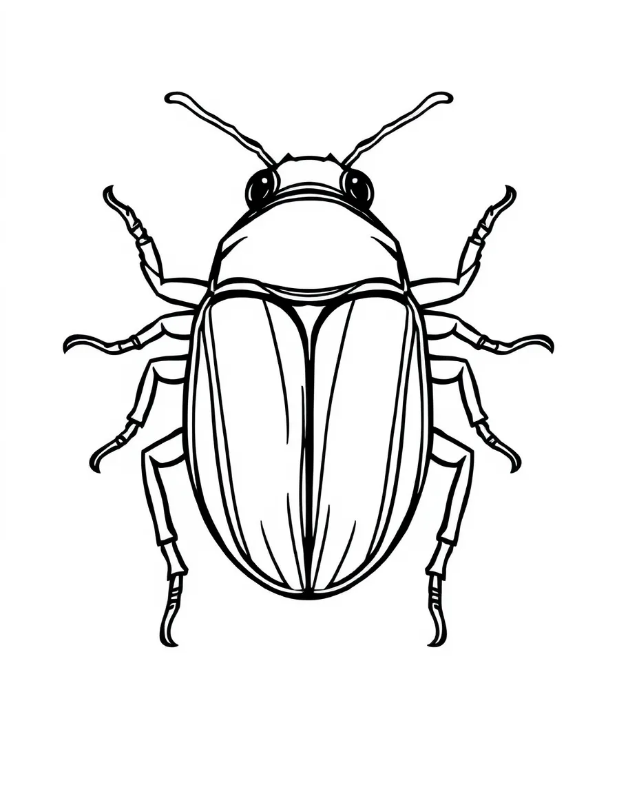 A simplified drawing of a scarab beetle for coloring.