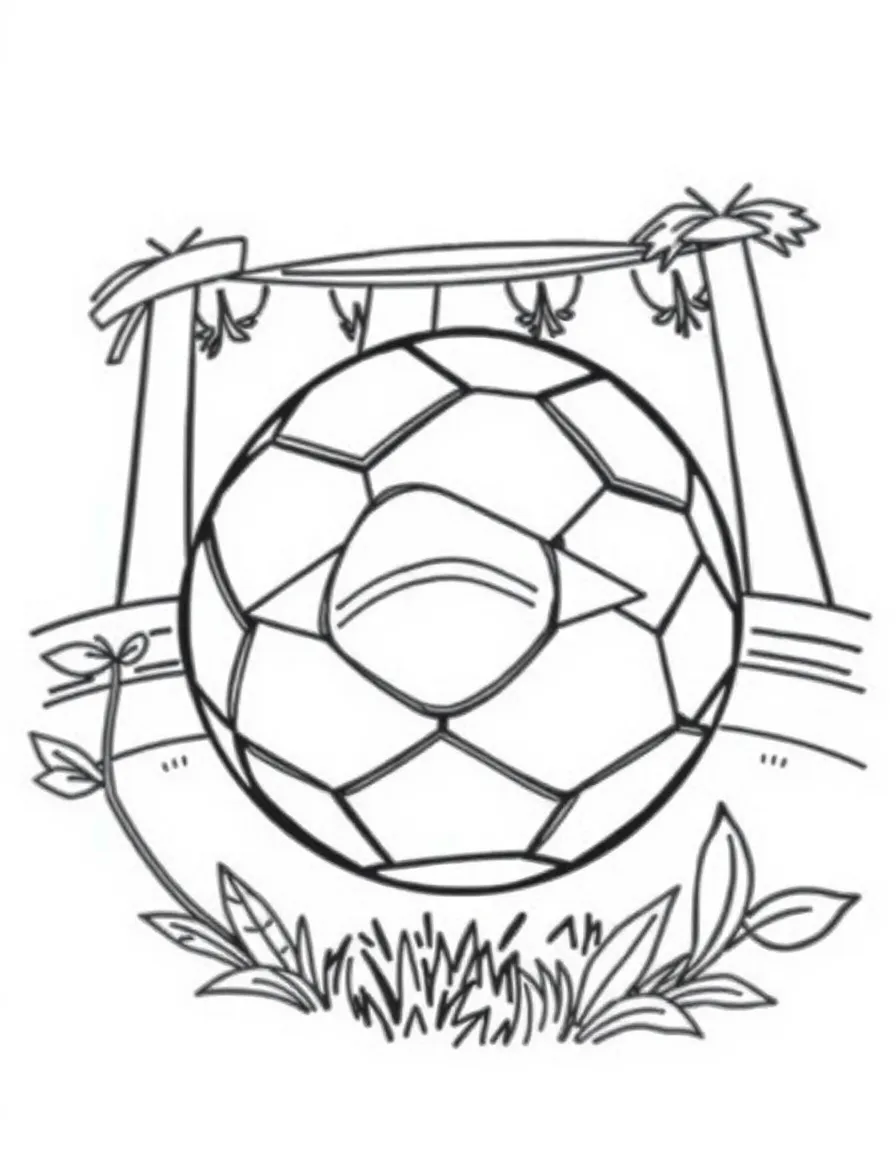 A cartoon-style drawing of a soccer ball in Brazil for coloring.
