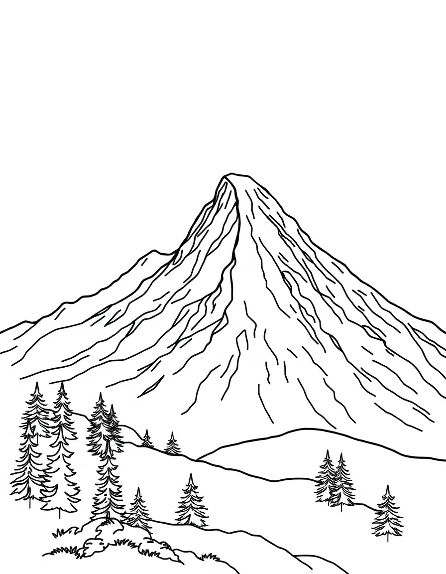 A simplified drawing of Sugarloaf Mountain for coloring.