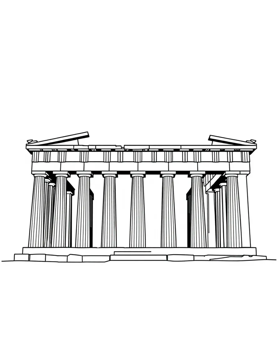 A simple outline of the Parthenon in Athens, Greece.