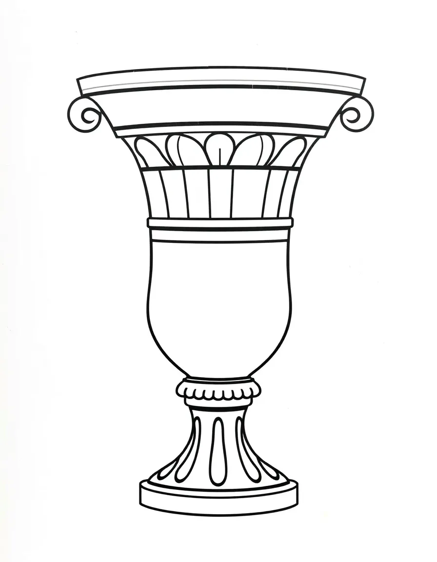 A simplified drawing of a Grecian urn for coloring.