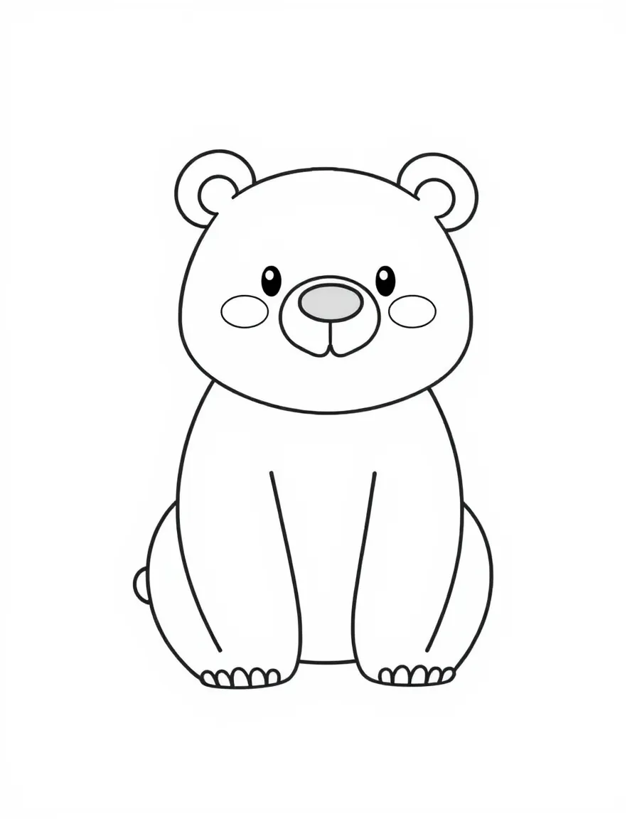 A cartoon-style drawing of a friendly Russian bear for coloring.