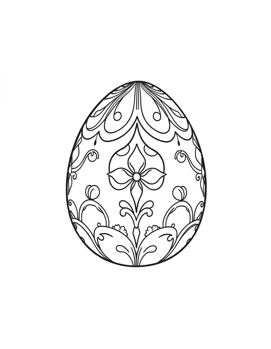 A simple outline of a Faberge egg for coloring.
