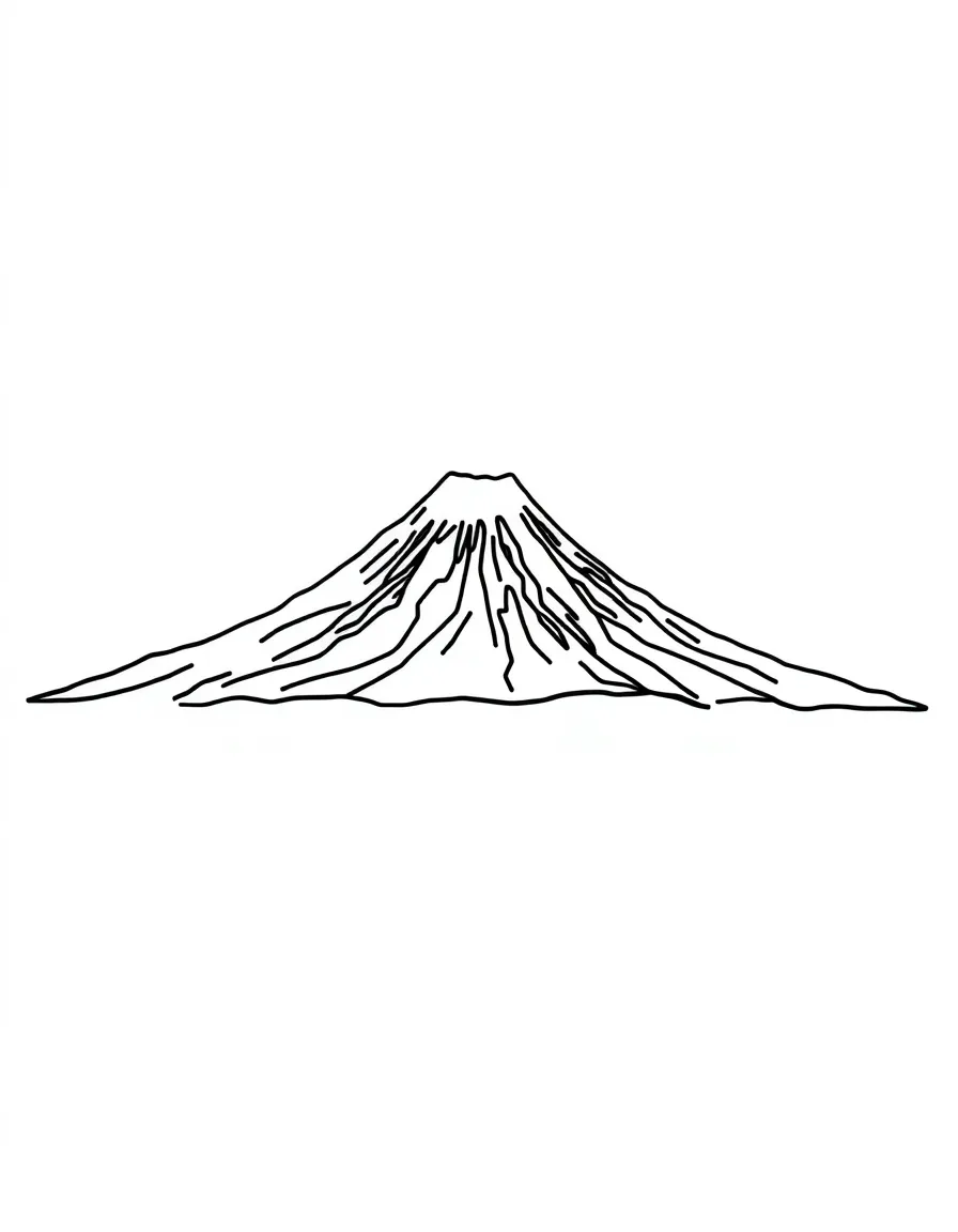 A simple outline of Mount Fuji in Japan.