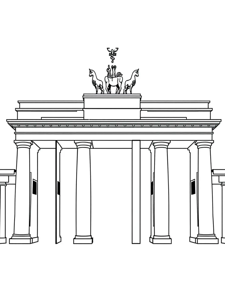 A simple outline of the Brandenburg Gate in Berlin, Germany.