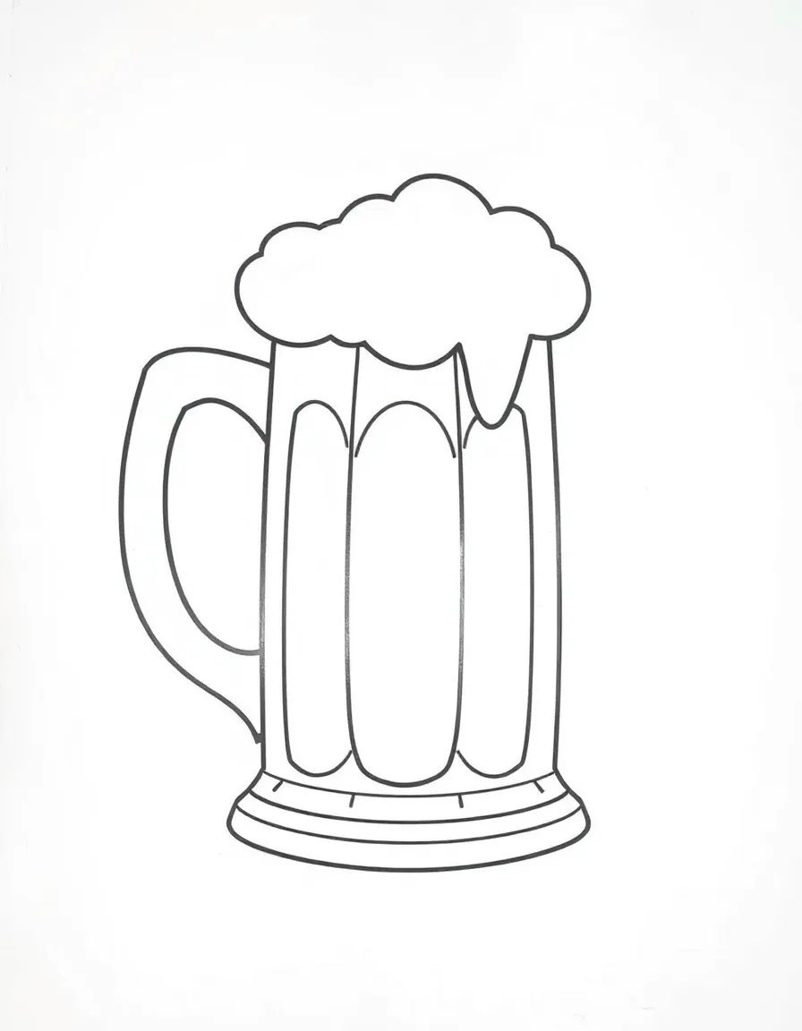 A simplified drawing of a beer stein for coloring.
