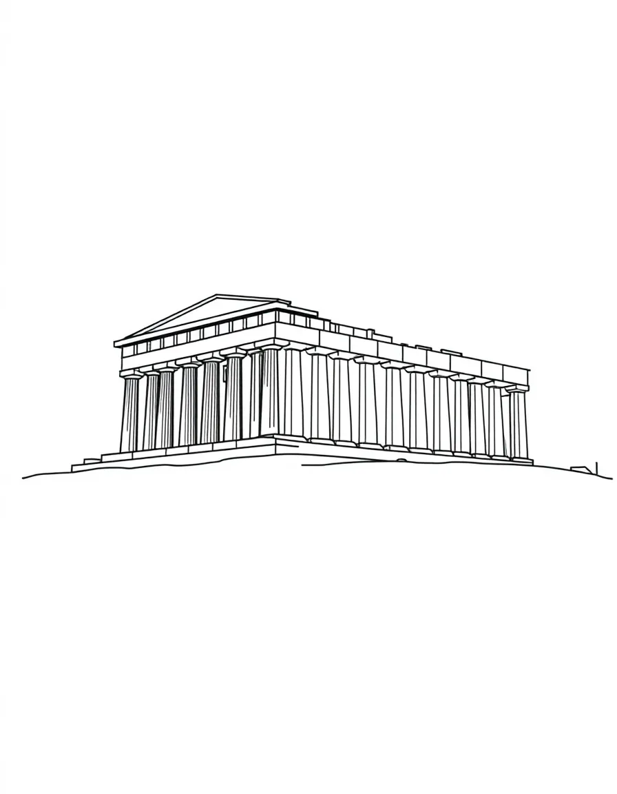 A simple outline of the Acropolis in Athens, Greece.