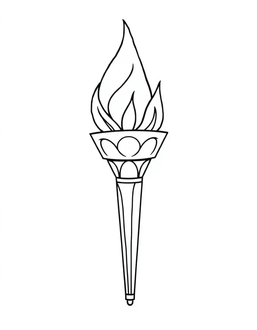A drawing of a simplified Olympic torch for coloring.