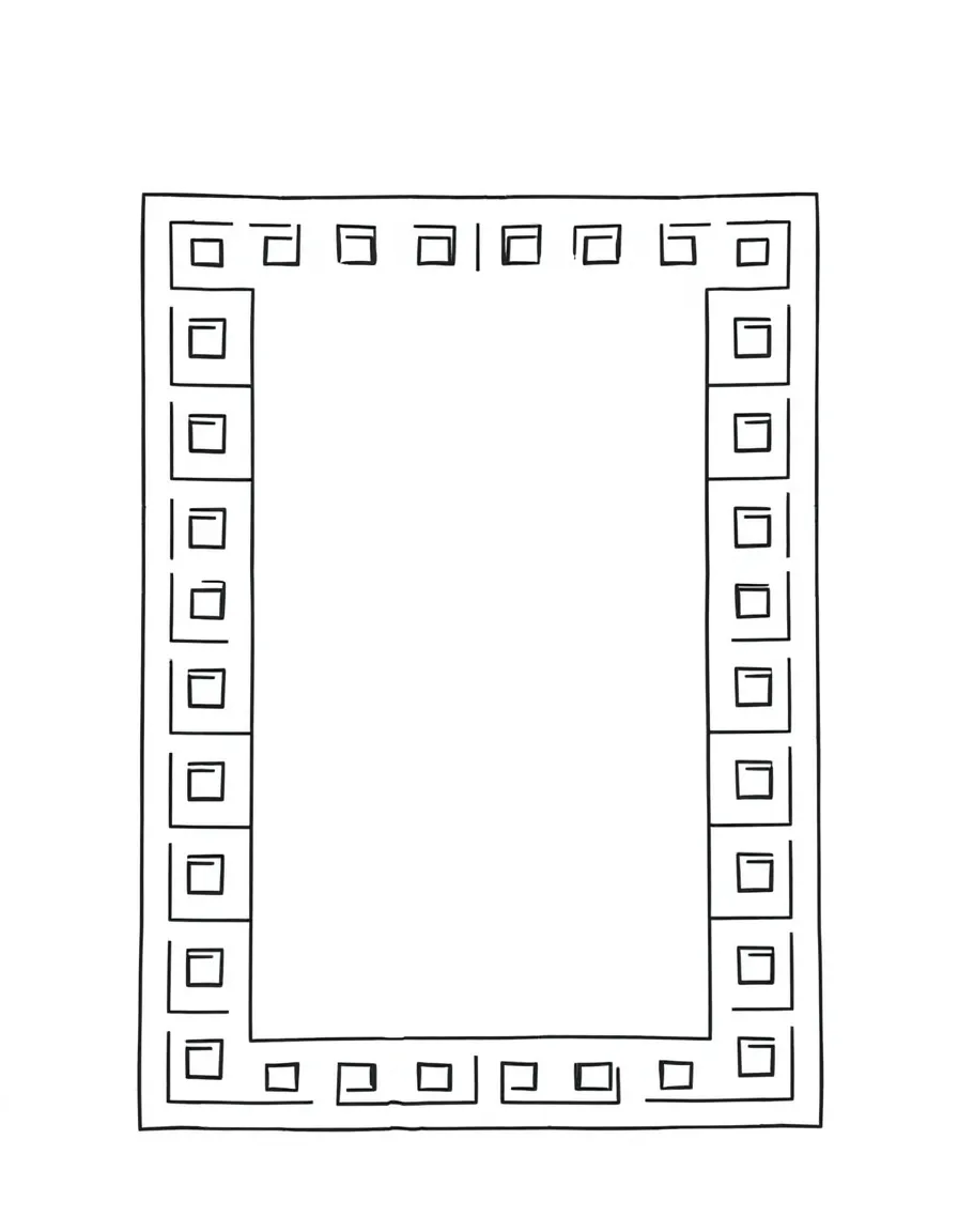 A simplified drawing of a Greek key border for coloring.