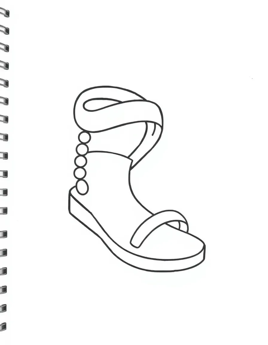 A simple outline of a Greek sandal for coloring.