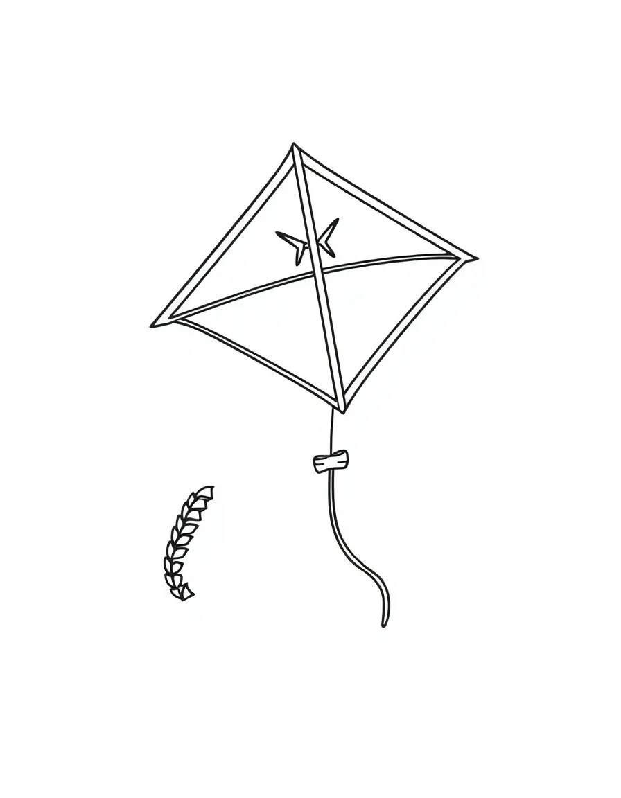 A simplified drawing of a traditional Malaysian kite (wau) for coloring.