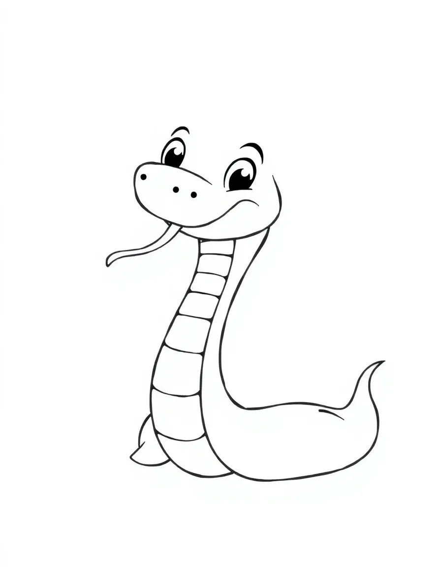 A cute drawing of a happy snake charmer for coloring.