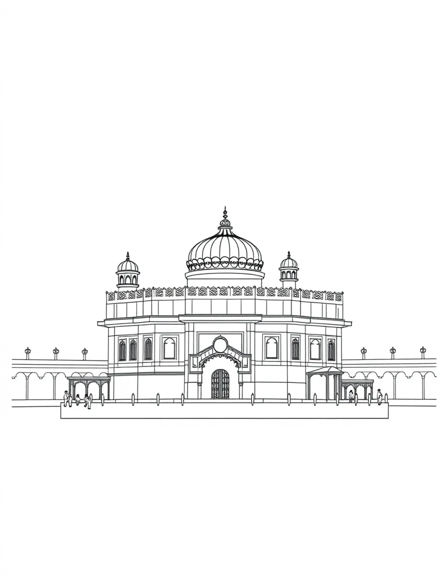 A simple outline of the Golden Temple in Amritsar, India.