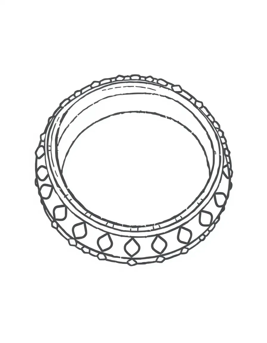 A simplified drawing of a traditional Indian bangle for coloring.