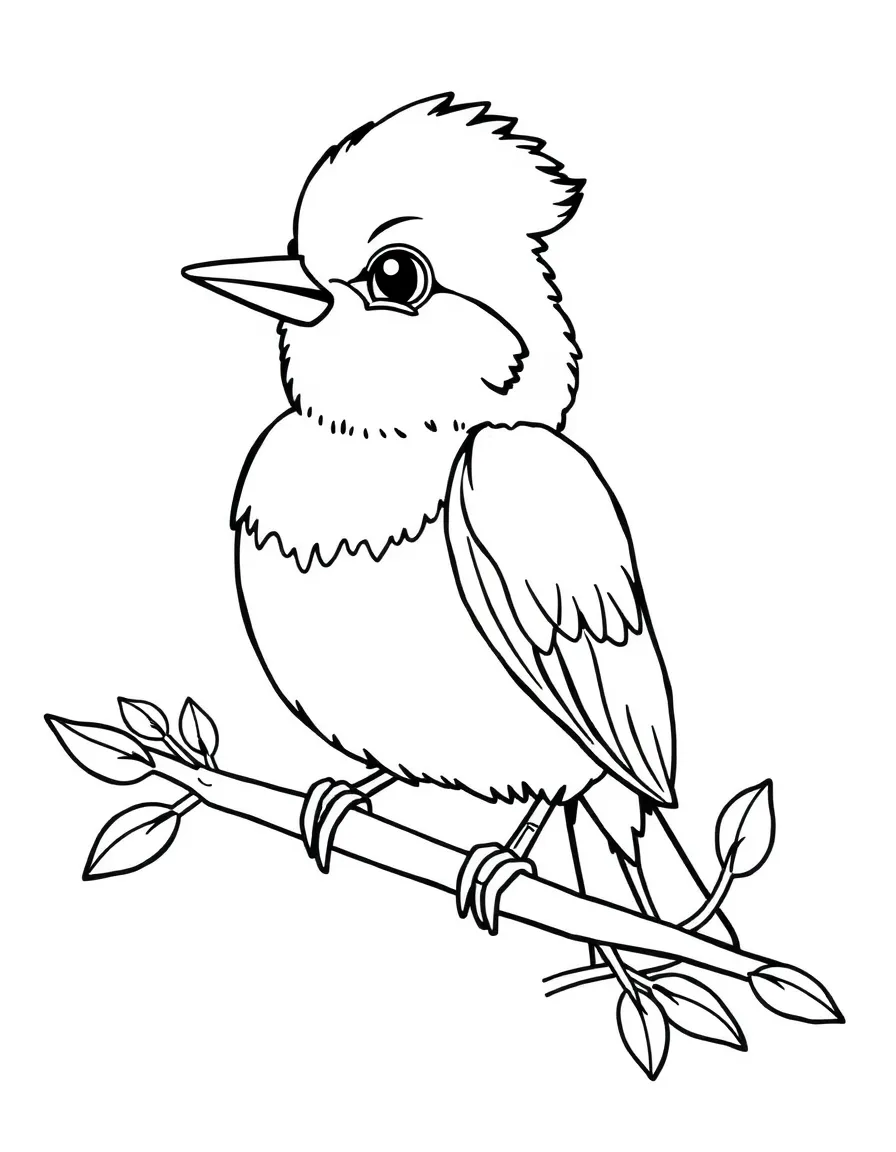 A cute drawing of a tiny Indian bird for coloring.