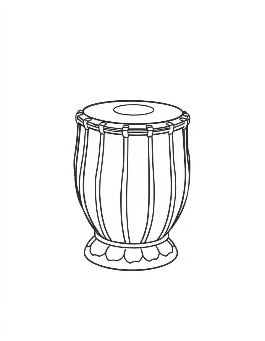A simple outline of an Indian drum (tabla) for coloring.