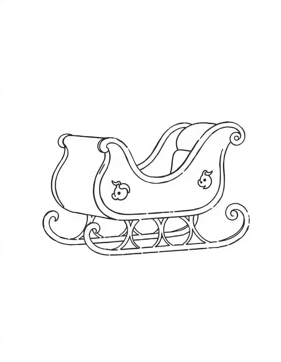 A simplified drawing of a traditional Russian sleigh for coloring.