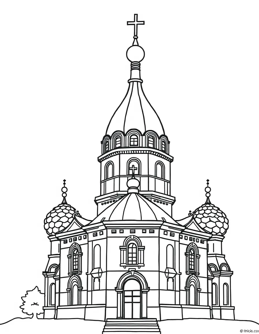 A simplified drawing of a Russian church dome for coloring.