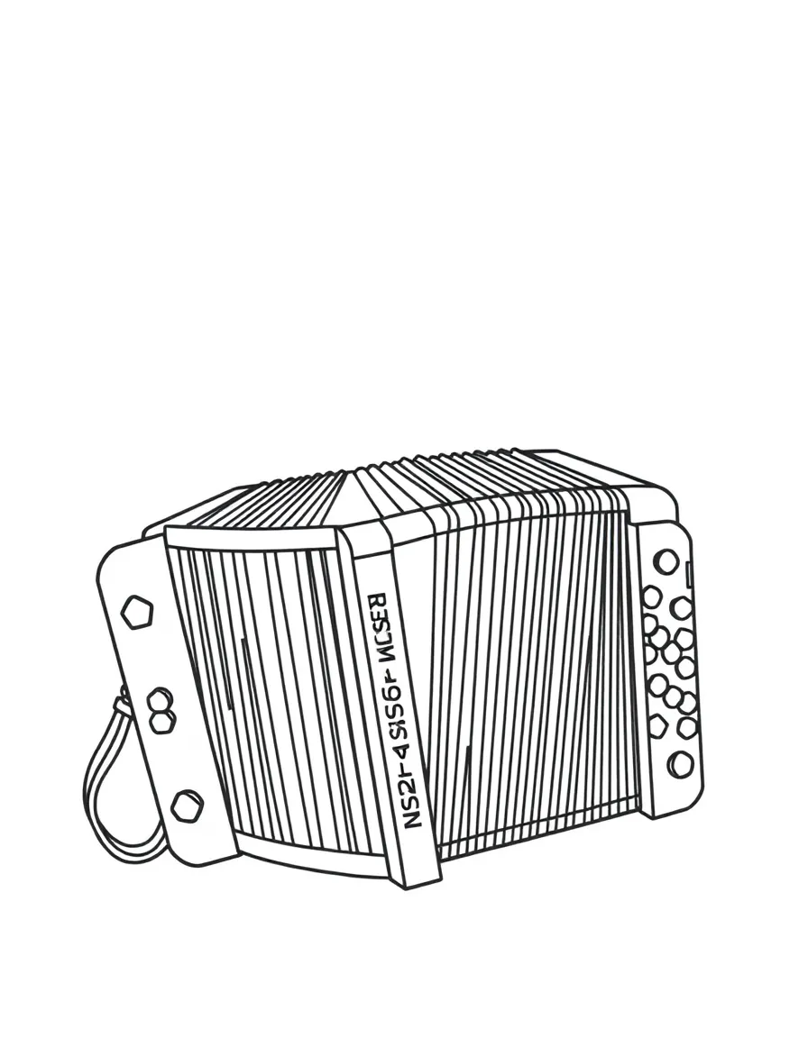 A simple outline of a Russian accordion (bayan) for coloring.