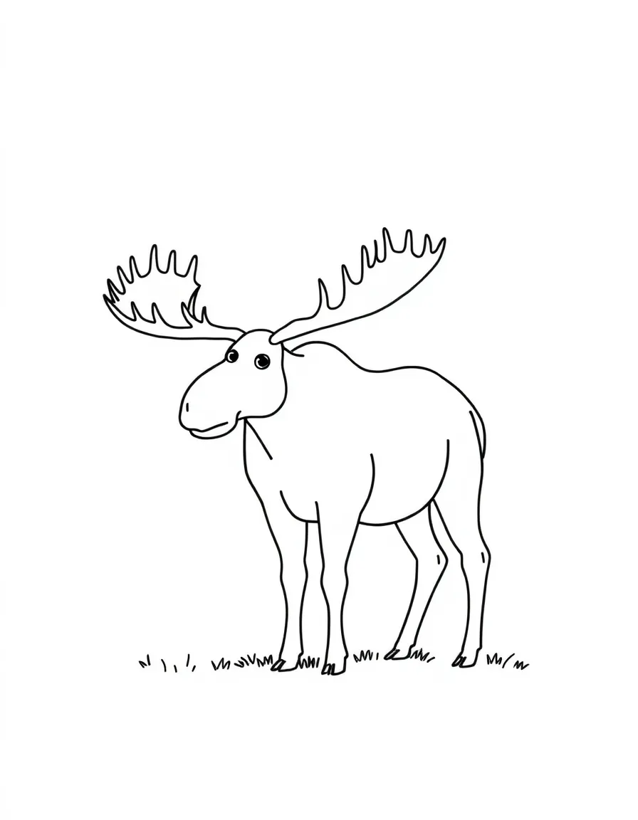 A simple outline of a moose in Canada for coloring.