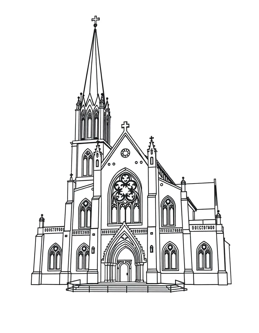 A simple outline of the Christ Church Cathedral in Dublin, Ireland.