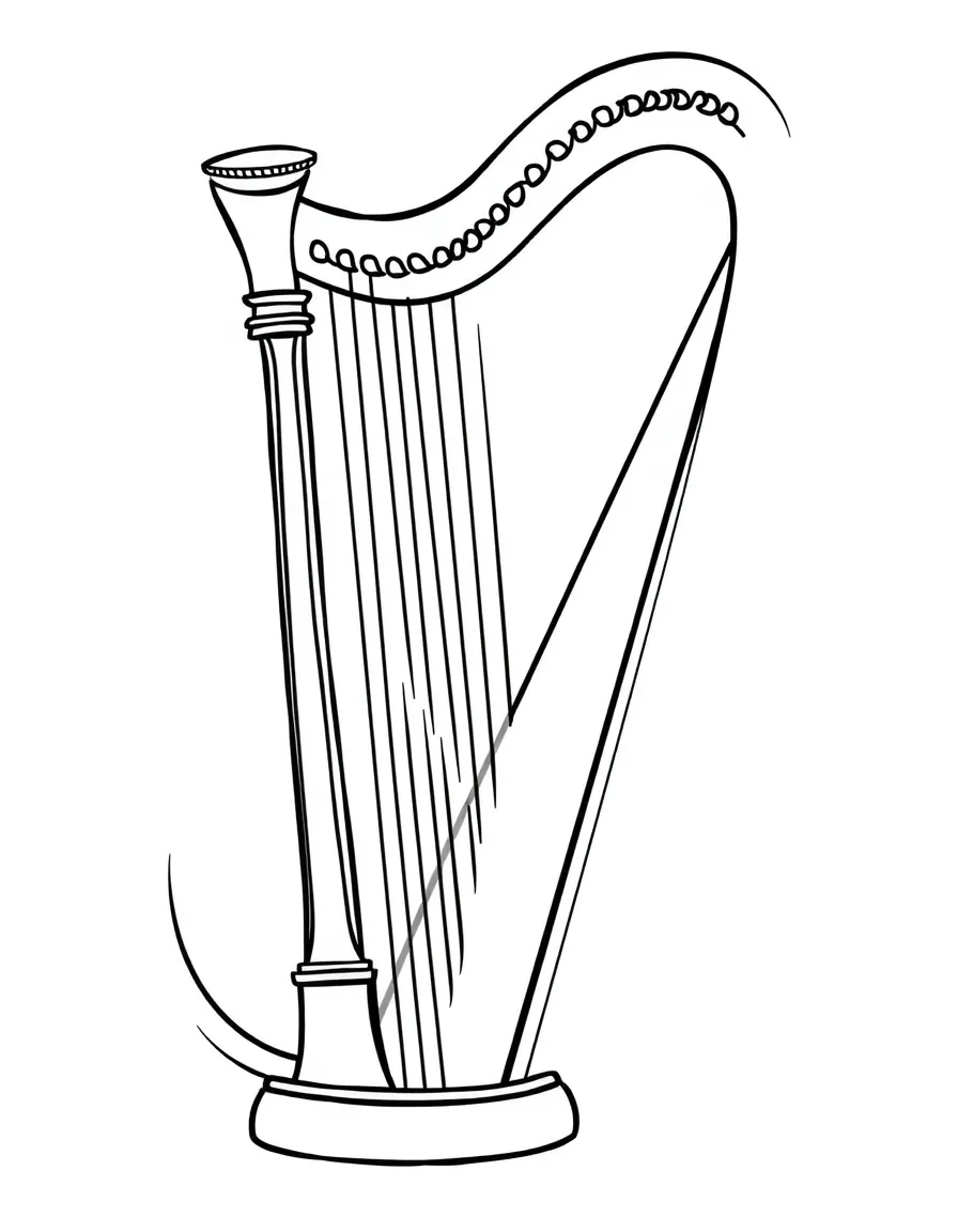 A simple outline of a harp (Irish symbol) for coloring.