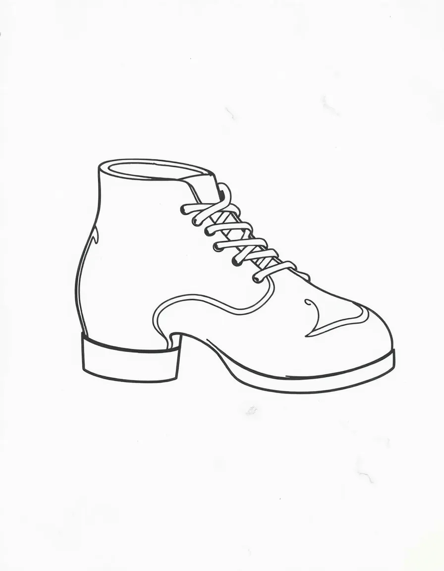 A simplified drawing of a traditional Irish dance shoe for coloring.