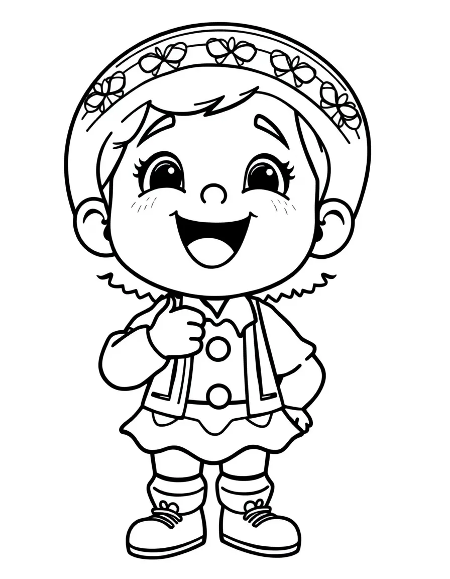 A cartoon-style drawing of a cheerful yodeler for coloring.