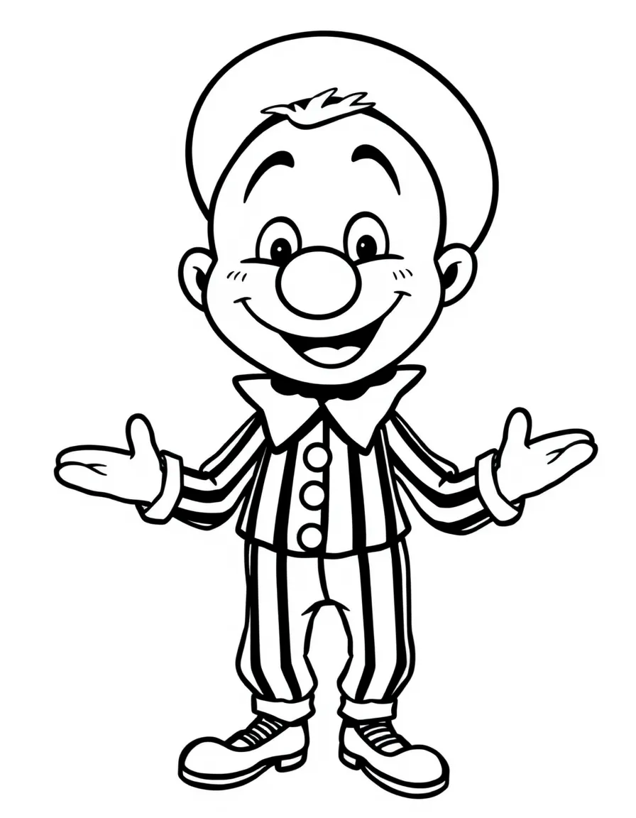 A cartoon-style drawing of a happy French mime.