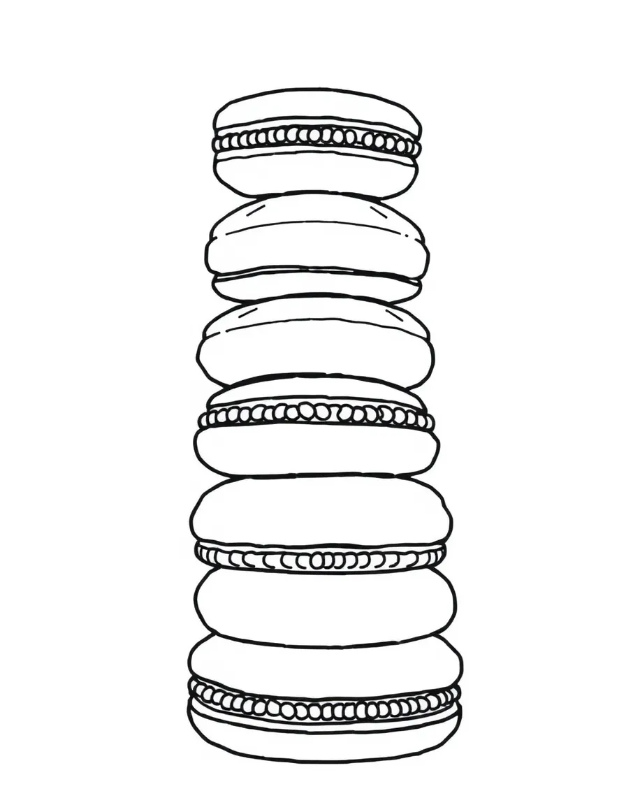 A simplified drawing of a French macaron tower.