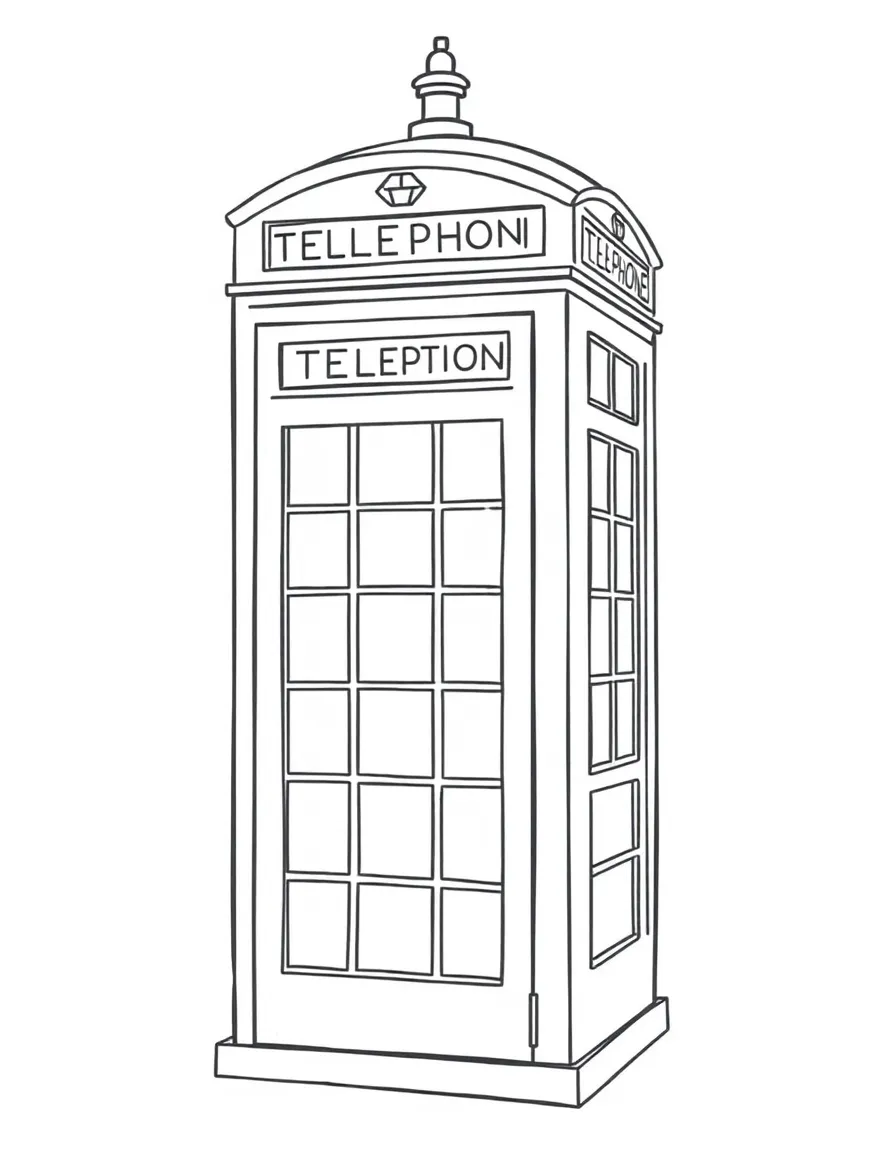 A simplified drawing of a red telephone booth.