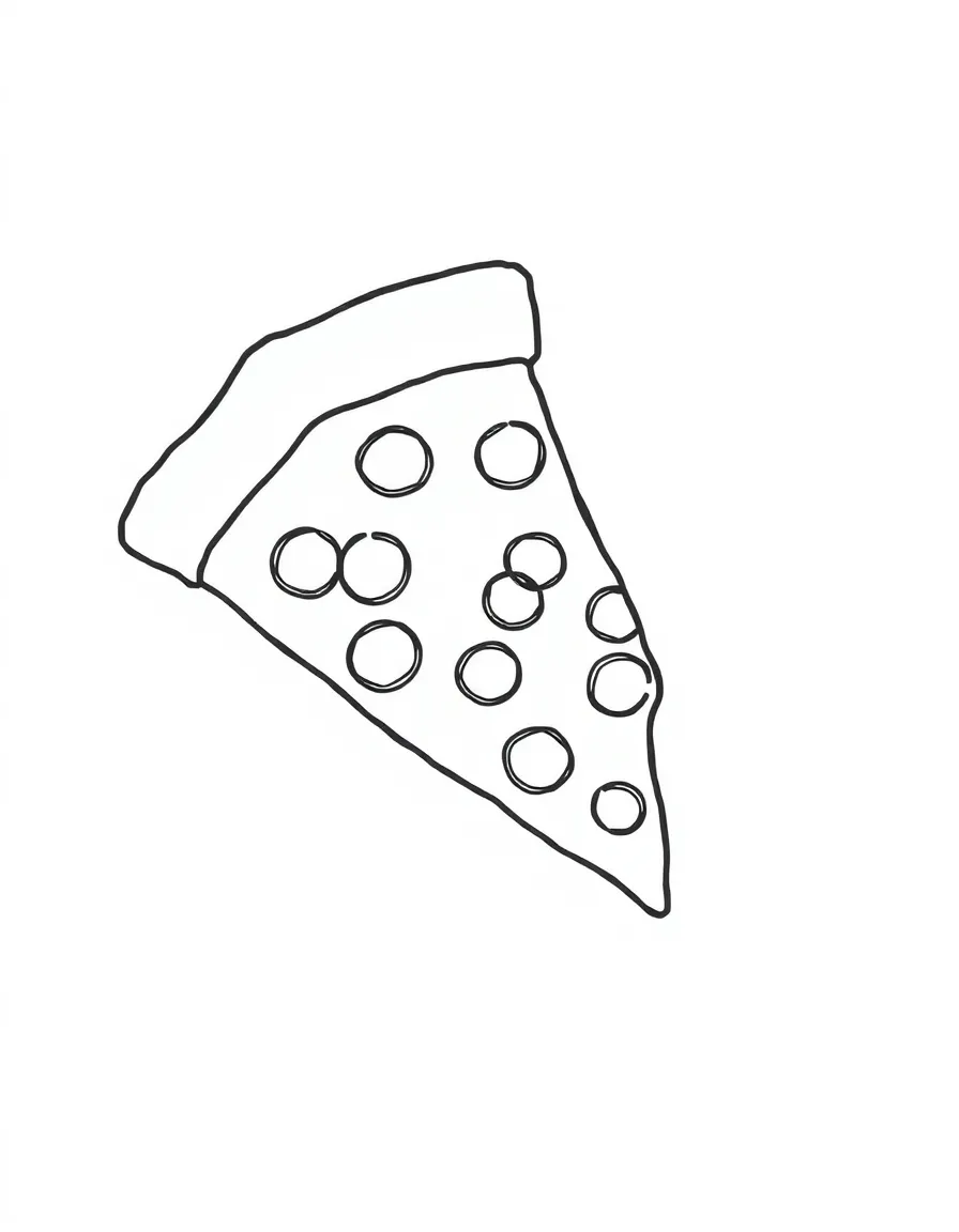 A simplified drawing of a New York City pizza slice.