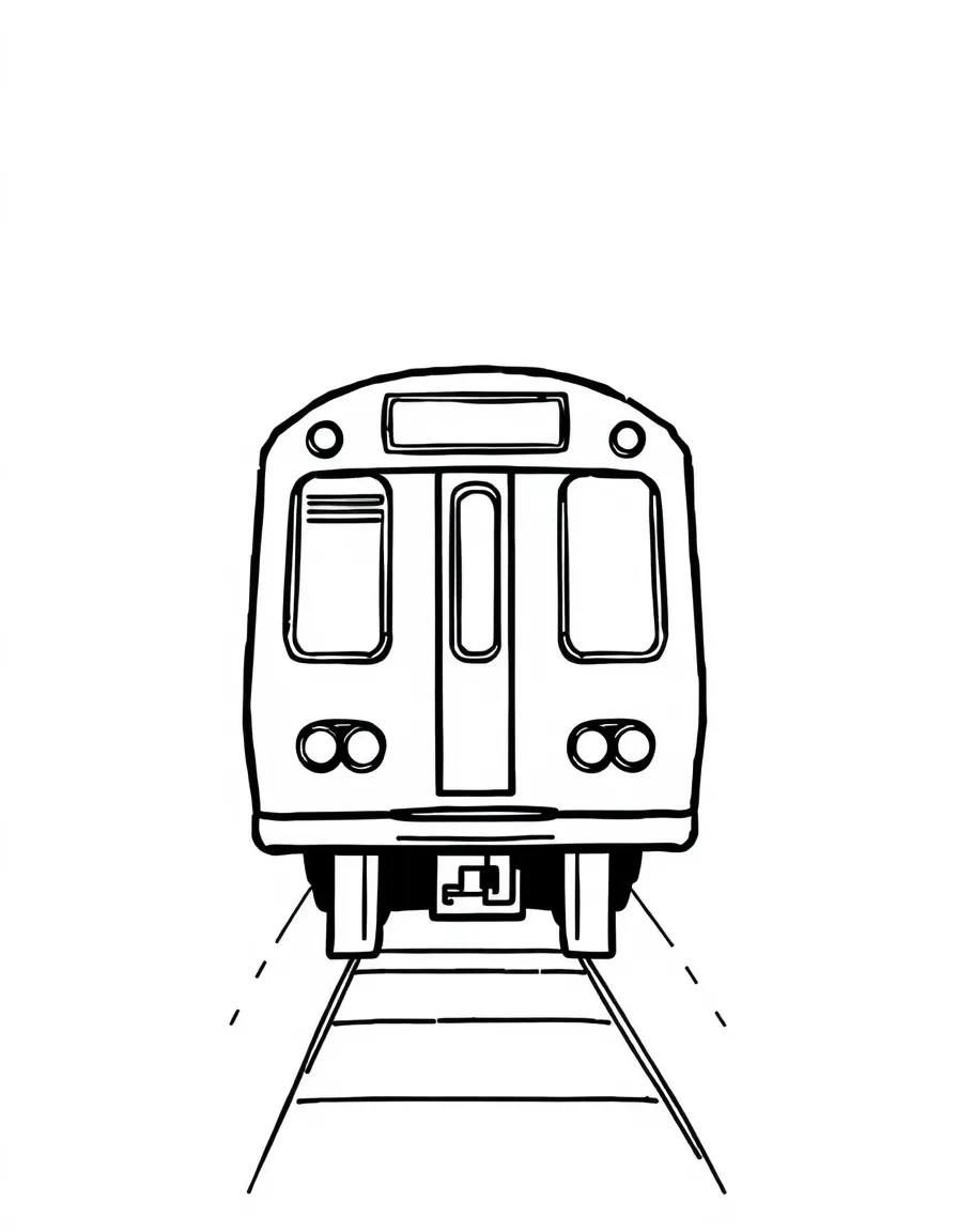 A cute drawing of a New York City subway car.