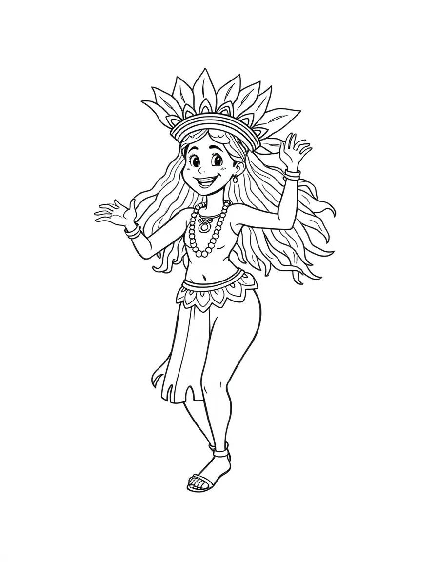 A cartoon-style drawing of a cheerful samba dancer.
