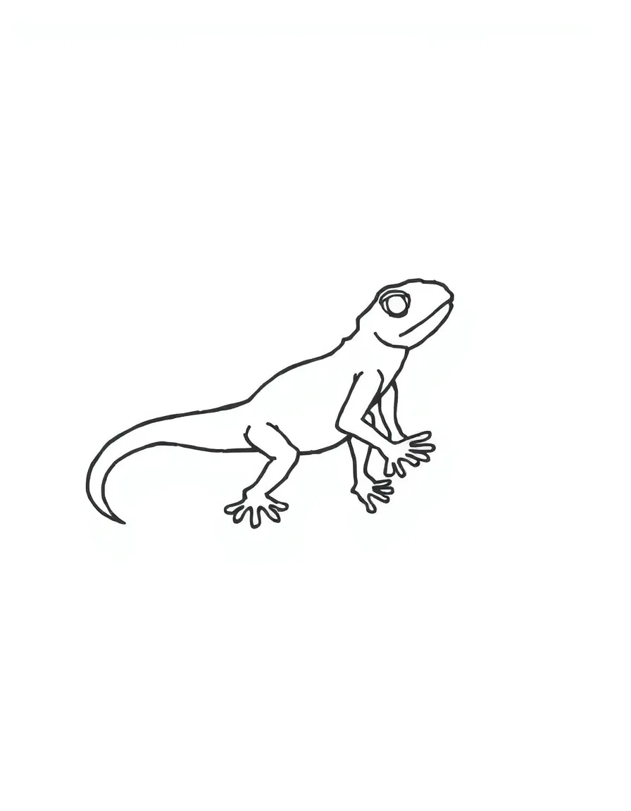 A simple outline of a tiny colorful lizard.