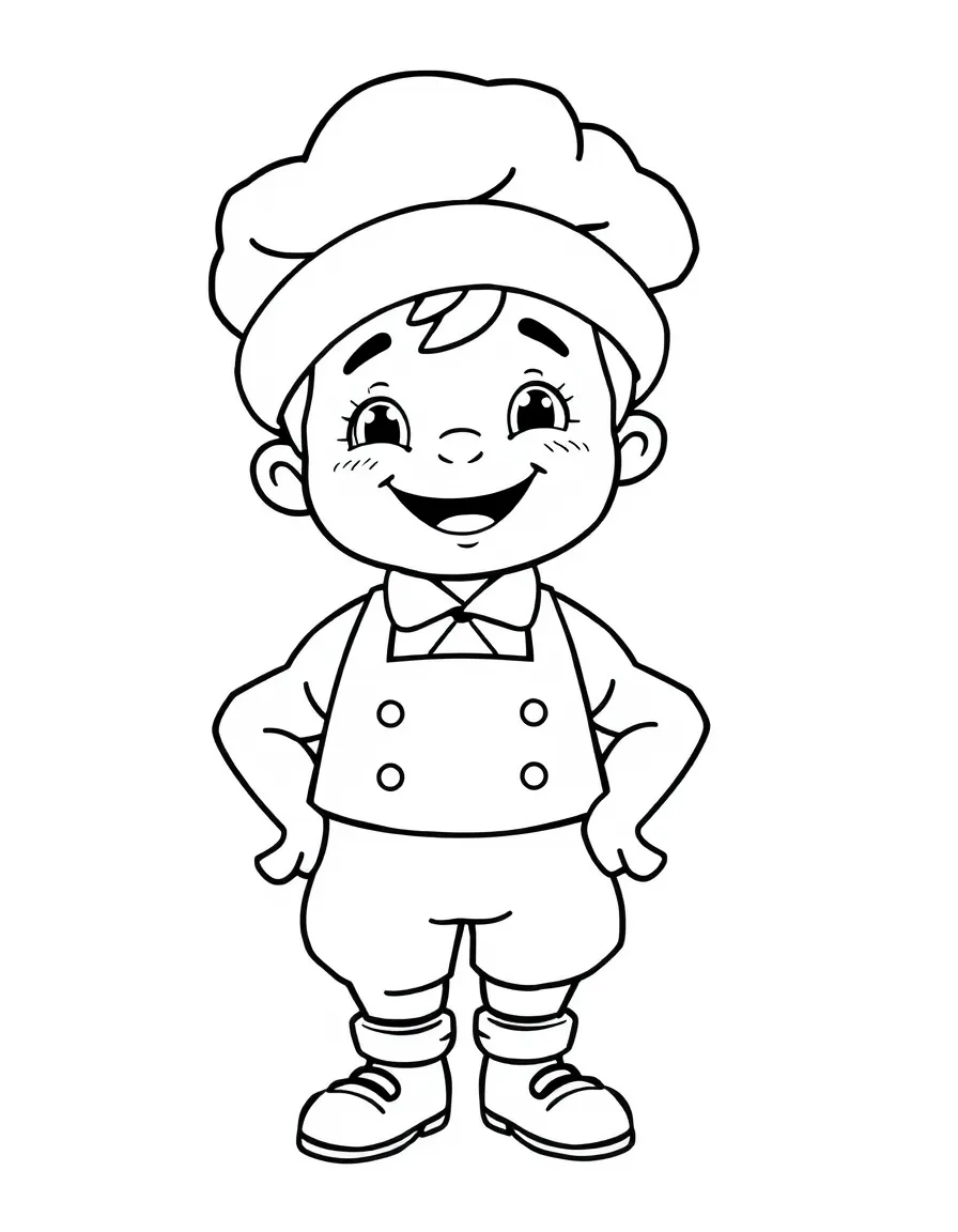 A cute drawing of a cheerful German baker.