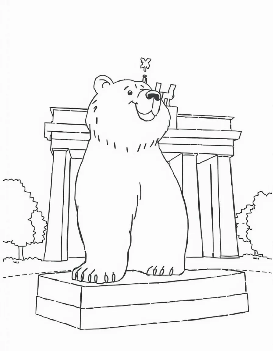 A simplified drawing of a Berlin bear statue.
