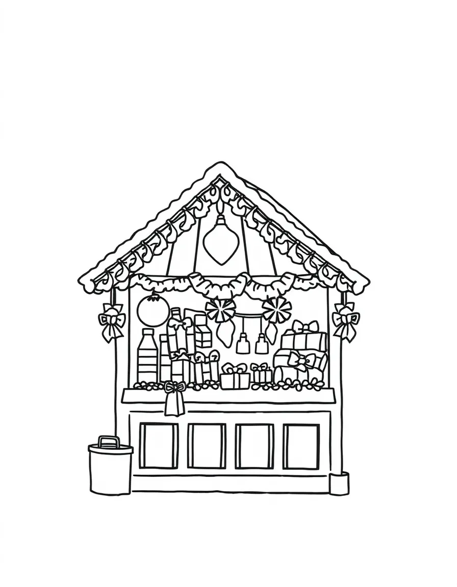 A simple outline of a German Christmas market stall.